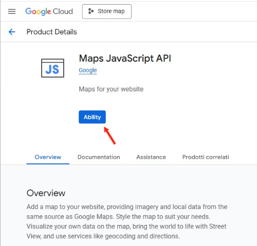 Seleccionar API JavaScript de Google Maps